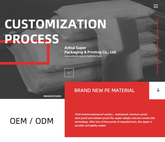 Túi khóa kéo CPE kích thước tùy chỉnh Túi đóng gói mờ mờ với khóa kéo để vận chuyển 3