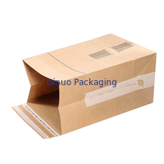 In logo tùy chỉnh Giấy kraft có thể phân hủy sinh học Túi đáy phẳng để vận chuyển trọn gói