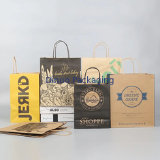 Thùng giấy Kraft mua sắm được in theo yêu cầu với tay cầm Thùng ăn nhanh nhà hàng