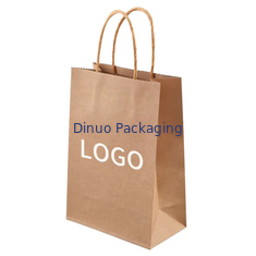 Logo in tùy chỉnh Quà tặng màu trắng nâu Mua sắm túi giấy kraft với tay cầm xoắn