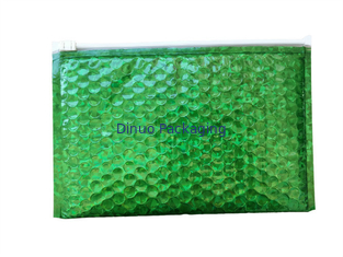 Túi bong bóng không thấm nước Zipper / Green Metal Glossy Hologpson 300x250mm Ziplock Foil Bubble Mailers