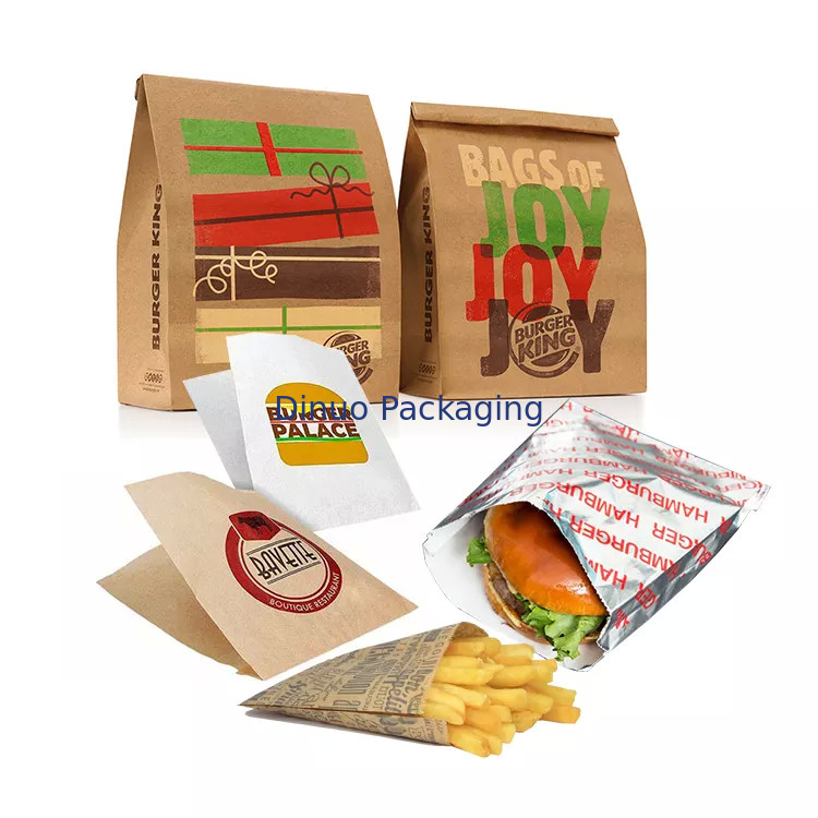 Phong bì thủy tinh phẳng có thể phân hủy sinh học được lót hình chữ V đáy sắc nét Túi bánh quy giấy kraft