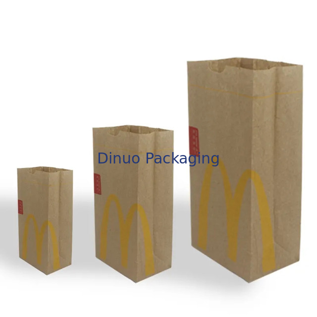 Cửa hàng thực phẩm kích thước tùy chỉnh đáy phẳng túi giấy bánh mì kraft mỏng không cầm với logo