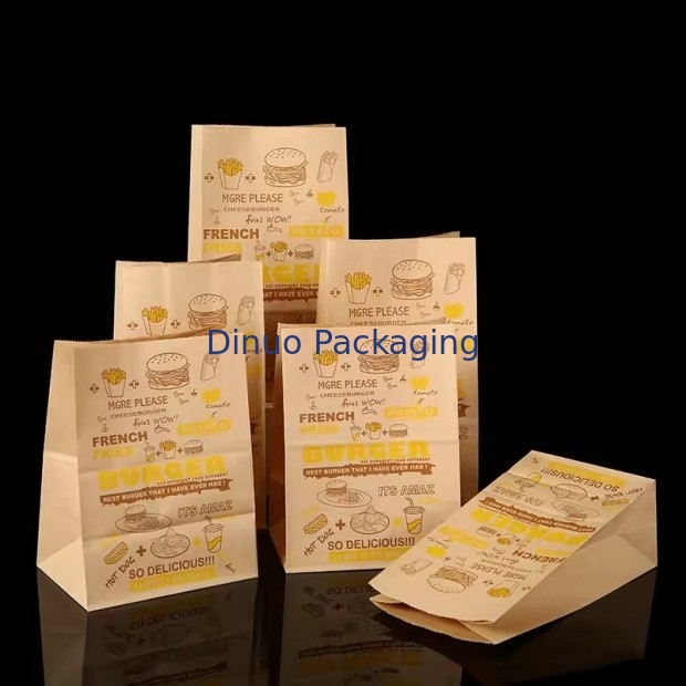 Cửa sổ giấy Kraft màu nâu dùng một lần cho bánh mì, bánh sandwich đáy phẳng