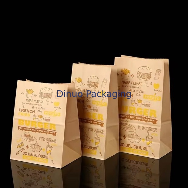 Cửa sổ giấy Kraft màu nâu dùng một lần cho bánh mì, bánh sandwich đáy phẳng