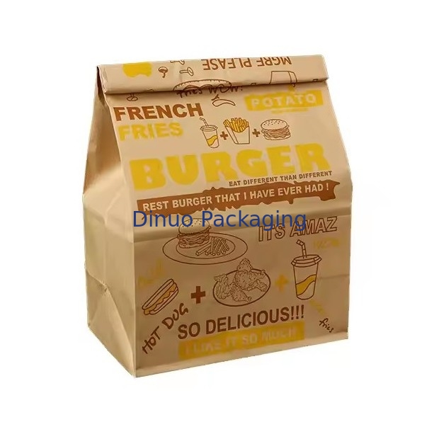 Cửa sổ giấy Kraft màu nâu dùng một lần cho bánh mì, bánh sandwich đáy phẳng