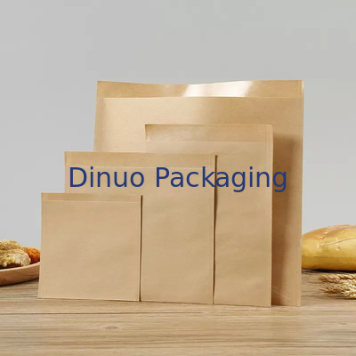 100 Gói Túi Giấy Kraft Phẳng Có Thể Phân Hủy Sinh Học Phong Bì Cho Bánh Sandwich Bỏng Ngô