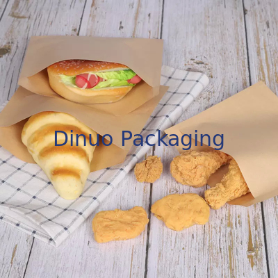 100 Gói Túi Giấy Kraft Phẳng Có Thể Phân Hủy Sinh Học Phong Bì Cho Bánh Sandwich Bỏng Ngô