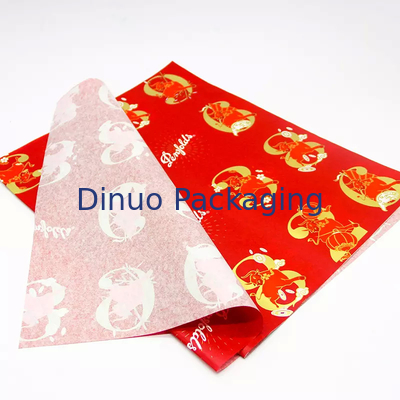 Gói quà Giáng sinh Bao bì Giấy lụa màu đỏ với lá vàng In hoa