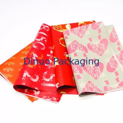 Gói quà Giáng sinh Bao bì Giấy lụa màu đỏ với lá vàng In hoa