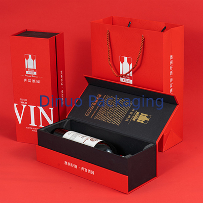 Hộp giấy in vàng nóng tùy chỉnh Hộp quà tặng gói rượu vang trắng đỏ tùy chỉnh để giao hàng