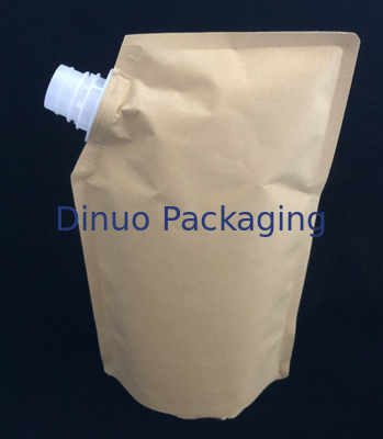 Lá có thể phân hủy sinh học Túi đứng lên in tùy chỉnh Túi đựng giấy kraft dạng lỏng không thấm nước