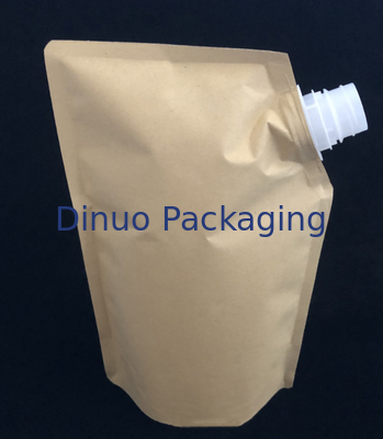 Lá có thể phân hủy sinh học Túi đứng lên in tùy chỉnh Túi đựng giấy kraft dạng lỏng không thấm nước