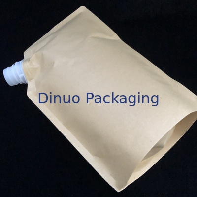 Lá có thể phân hủy sinh học Túi đứng lên in tùy chỉnh Túi đựng giấy kraft dạng lỏng không thấm nước
