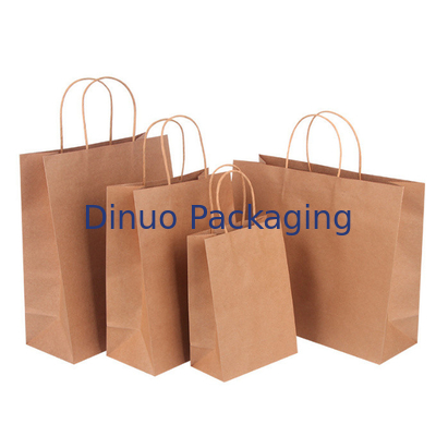 Quà tặng Logo tùy chỉnh màu nâu Mua sắm Túi giấy Kraft có tay cầm Túi giao hàng cà phê