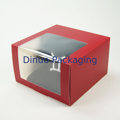 Hộp đóng gói món tráng miệng bánh quy có thể tái sử dụng Clear Window Paper Cupcakes Boxes With Inserts