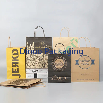 Thùng giấy Kraft mua sắm được in theo yêu cầu với tay cầm Thùng ăn nhanh nhà hàng