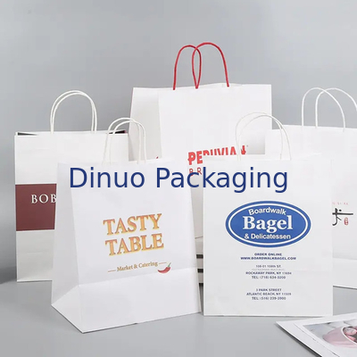 Thùng giấy Kraft mua sắm được in theo yêu cầu với tay cầm Thùng ăn nhanh nhà hàng