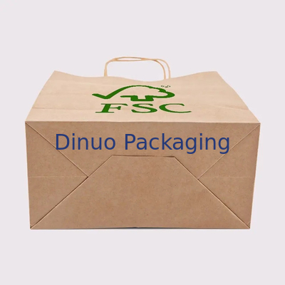 Logo in tùy chỉnh Quà tặng màu trắng nâu Mua sắm túi giấy kraft với tay cầm xoắn