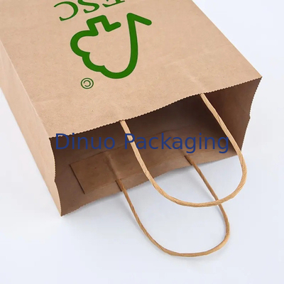 Logo in tùy chỉnh Quà tặng màu trắng nâu Mua sắm túi giấy kraft với tay cầm xoắn