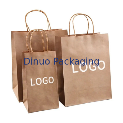Logo in tùy chỉnh Quà tặng màu trắng nâu Mua sắm túi giấy kraft với tay cầm xoắn