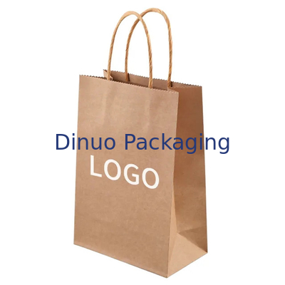 Logo in tùy chỉnh Quà tặng màu trắng nâu Mua sắm túi giấy kraft với tay cầm xoắn