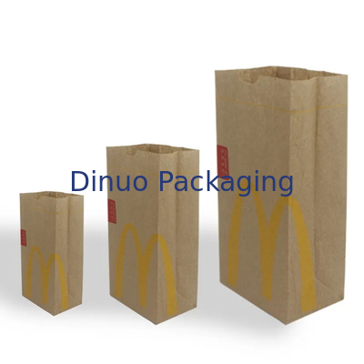 Cửa hàng thực phẩm kích thước tùy chỉnh đáy phẳng túi giấy bánh mì kraft mỏng không cầm với logo