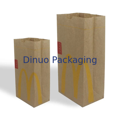 Cửa hàng thực phẩm kích thước tùy chỉnh đáy phẳng túi giấy bánh mì kraft mỏng không cầm với logo