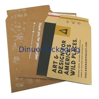 Custom Eco Friendly Stay Flat Brown Rigid Cardboard Envelope Mailer Kraft Paper Envelope Packaging