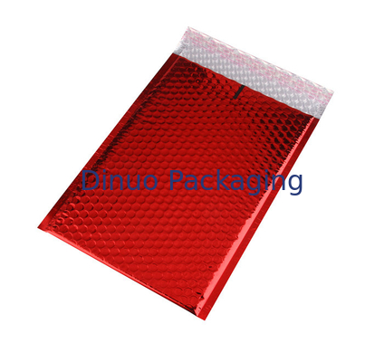 Màu đỏ tươi Màu sắc bong bóng kim loại Phong bì bong bóng Mailers 245x330 # A4