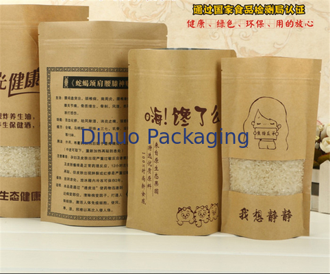 Kraft Custom Print Up Up Túi có cửa sổ cho Bao bì thực phẩm ngay lập tức