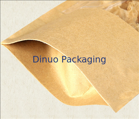 Zipper tùy chỉnh giấy kraft đứng lên túi với bao bì thực phẩm nước mắt
