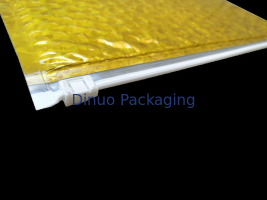 Logo tùy chỉnh và in Màu vàng hồng A4 Dây kéo nhôm Lá kim loại Bubble Bubble Bag