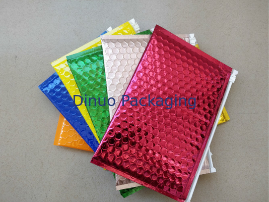 Túi bong bóng không thấm nước Zipper / Green Metal Glossy Hologpson 300x250mm Ziplock Foil Bubble Mailers