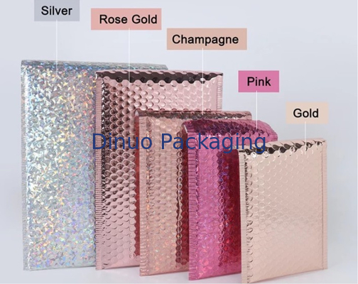 6 x 10 Phong bì có đệm in tùy chỉnh Túi bong bóng gửi thư Giấy bạc kim loại lấp lánh